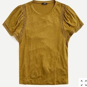 J CREW Flutter Sleeve Linen Top in Olive Green